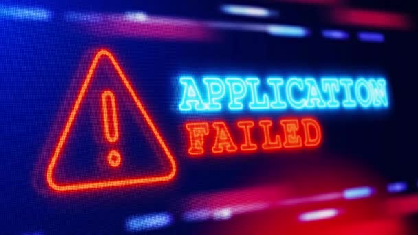 Application Failed Warning Alert Screen Loop Blinkende Störung Fehleranimation Konzept — Stockvideo