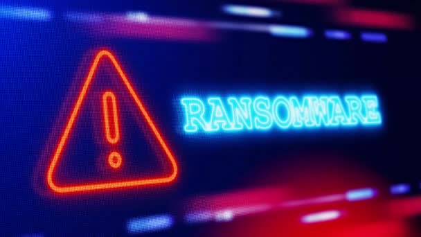Alerta Advertencia Ransomware Bucle Pantalla Intermitente Error Animación Seguridad Débil — Vídeo de stock