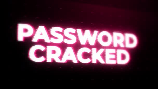 Password Cracked Varovné Upozornění Chyba Zpráva Bliká Obrazovce Systém Počítače — Stock video