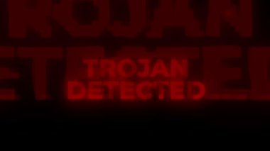 Trojan Kırmızı Uyarı Hatası Algıladı Bilgisayar Virüsü Alarmı Mesaj Arızası. Bilgisayar virüsü. Çevrimiçi güvenlik, dijital güvenlik duvarı. Siber güvenlik ve kimlik hırsızlığı. Siber saldırı hackleme teknolojisi