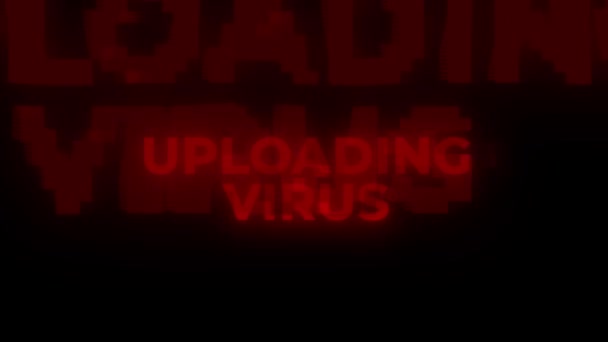 Uploading Virus Red Warning Error Alert Computer Virus Alert Hacking — Stock Video