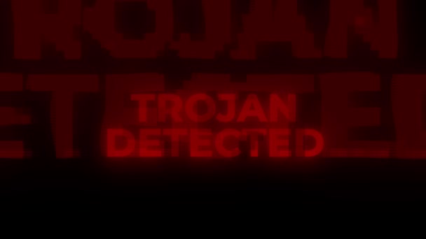 Trojan Detectado Alerta Erro Red Warning Computador Alerta Vírus Hacking — Vídeo de Stock