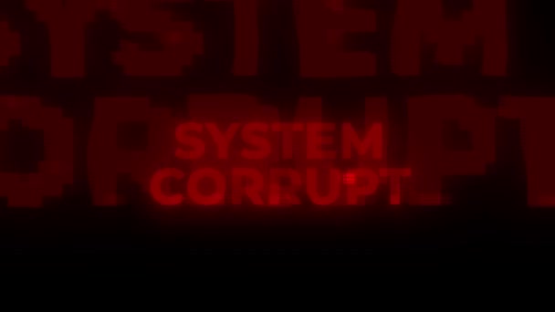 System Corrupt Red Warning Error Alert Computer Virus Alert Hacking — Stock Video