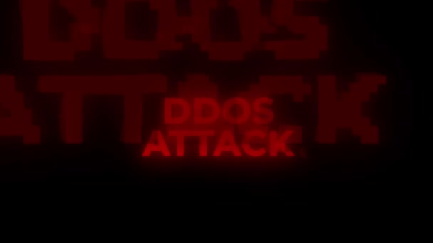 Ddos Attack Red Warning Error Alert Computer Virus Alert Hacking — Stock Video
