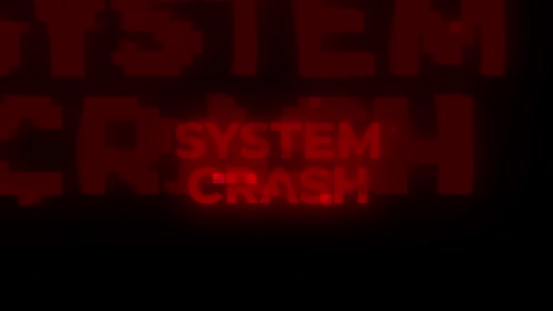 System Crash Red Warning Error Alert Computer Virus Alert Hacking — Video Stock