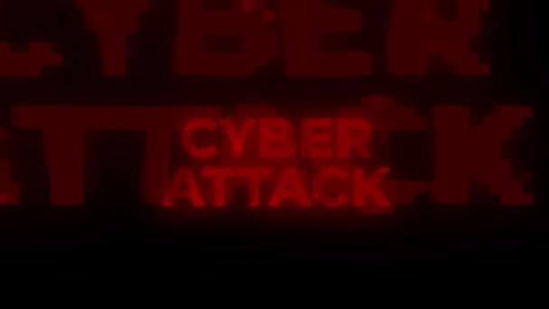 Cyber Attack Red Warning Error Alert Computer Virus Alert Hacking — Stock Video