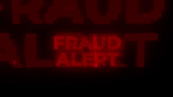 Fraud Alert Kırmızı Uyarı Hatası Bilgisayar Virüsü Alarmı Mesaj Arızası — Stok video