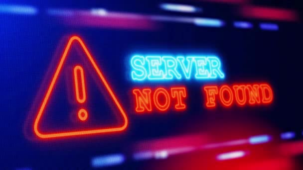 Servern Hittades Inte Varning Blinka Bugg Fel Brandväggsbrott Sårbarhetssystem Databasen — Stockvideo
