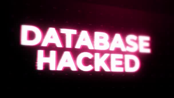 Base Datos Alerta Advertencia Hackeada Mensaje Error Parpadeando Pantalla Sistema — Vídeos de Stock