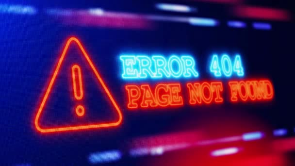 Error 404 Página Encontrada Advertencia Alerta Lazo Pantalla Intermitente Error — Vídeo de stock