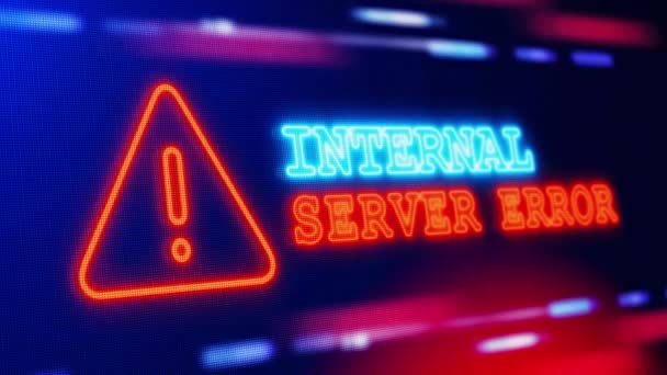 Interne Server Fout Waarschuwing Scherm Lus Knipperende Fout Computersysteemcrash Onderbroken — Stockvideo