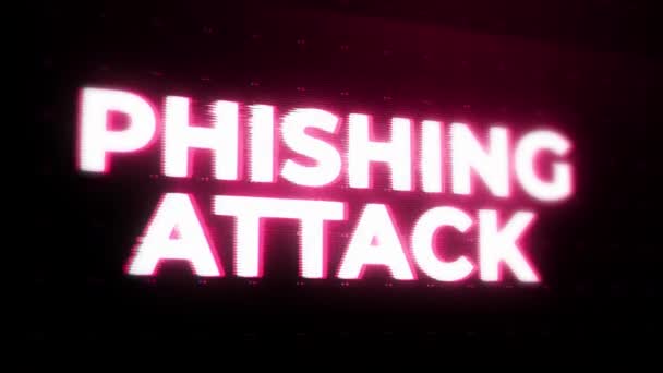 Phishing Attack Warning Alert Messaggio Errore Lampeggiante Sullo Schermo Crash — Video Stock