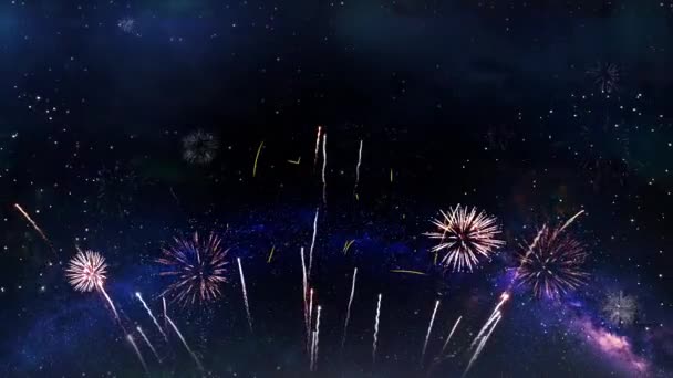 30Th Happy Anniversary Text Typografie Částice Ohňostroje Explosion Sparks Night — Stock video