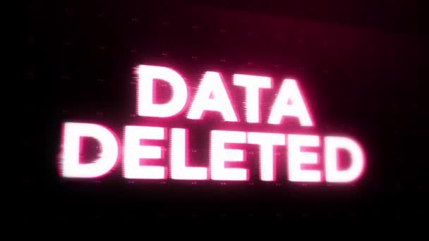 Data Deleted Warning Alert Error Message Flashing Screen Computer System — Stock Video