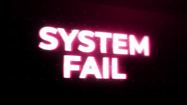 System Fail Warning Alert Error Message Flashing Screen Computer System — Stock Video