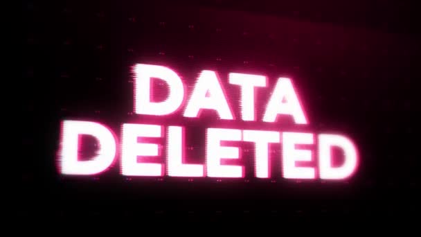 删除的数据在屏幕上显示警报错误消息 计算机系统崩溃 数据管理的概念 用计算机垃圾删除数据 删除数据 压碎垃圾 — 图库视频影像