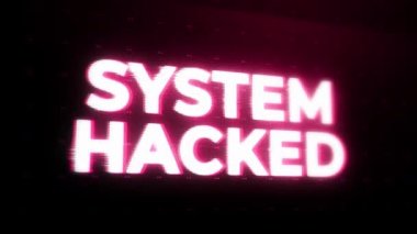 Sistem Hacklenmiş Uyarı Hatası İletisi Ekranda yanıp sönüyor, Bilgisayar sistemi çöktü. Hacker, fidye virüsü, ddos siber güvenlik sistemlerine saldırıyor. Hassas şifreleme..