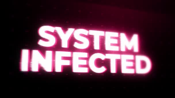 システム感染警告エラー画面に点滅するメッセージ コンピュータシステムのクラッシュ ハッキング攻撃の概念 サイバー犯罪の概念 攻撃下のコンピュータシステム システム違反サイバー犯罪 — ストック動画