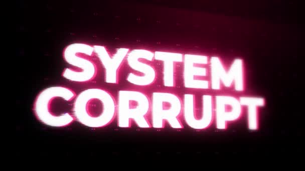 Попередження Щодо Корупції Системи System Error Security Hacking Alert Cyber — стокове відео