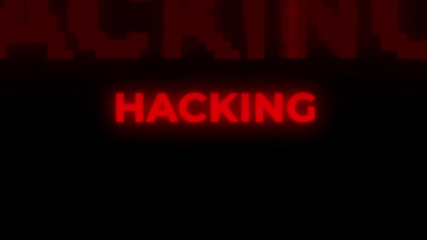 Hacking Red Warning Alert Computer Virus Alert Hacking Message Glitch — 图库视频影像