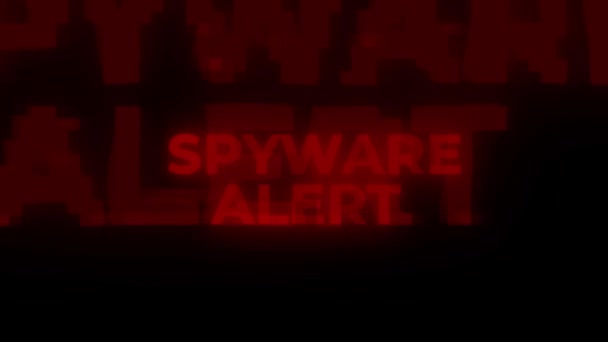 スパイウェアアラート赤警告エラーアラートコンピュータウイルスアラートハッキングメッセージグリッチ サイバーセキュリティハッカーの概念です エラーセキュリティ ハッキングアラート サイバー犯罪 コンピュータハッキングの概念 — ストック動画