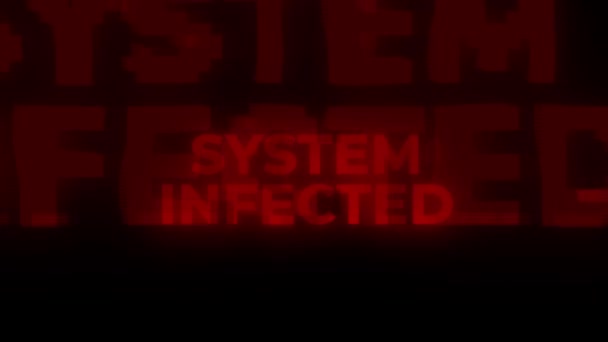 Sistema Infectado Red Warning Error Alert Computer Virus Alert Hacking — Vídeo de stock