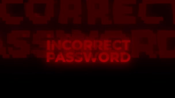 誤ったパスワード赤警告エラー警告コンピューターウイルスアラートハッキングメッセージグリッチ データエラーや誤った情報といった概念です 指紋アイコンがロックを解除 検証セキュリティアクセス — ストック動画