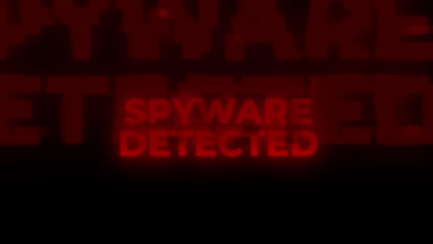 Spyware Detected Red Warning Error Alert Alarm Wirusów Komputerowych Hacking — Wideo stockowe