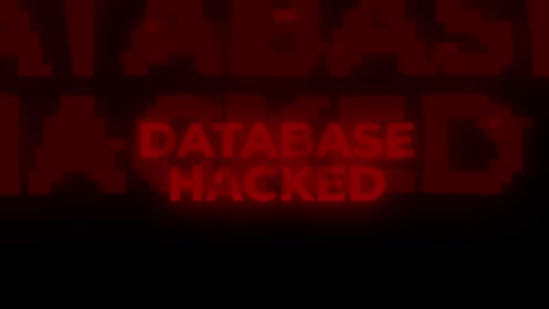 Database Hacked Red Warning Error Alert Computer Virus Alert Hacking — Stock Video