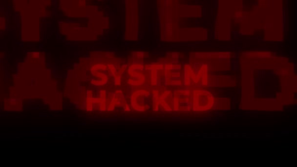 システムハッキングレッド警告エラーアラートコンピュータウイルスアラートハッキングメッセージグリッチ コンピュータウイルス攻撃保護身元プライバシーデータハッキングウイルスサイバーセキュリティサイバー犯罪インターネット詐欺 — ストック動画