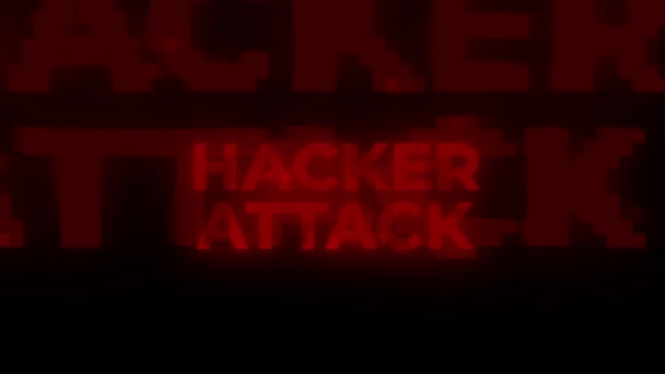 ハッカー攻撃レッド警告エラー警告コンピューターウイルスアラートハッキングメッセージ ウイルス警報グリッチ サイバー攻撃 安全インターネットセキュリティ サイバー空間 オンラインサイバー攻撃脅威違反 — ストック動画