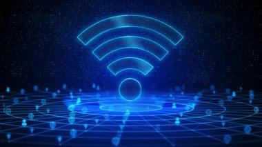 Kablosuz Ağ Metni Gelecek Dijital Teknoloji Ai Siber Uzay Derin Öğrenme Döngüsü Arkaplanı. ağ, yüksek hız, geniş bantlı telekomünikasyon IOTs Smart city, kablosuz mobil internet kablosuz internet bağlantısı