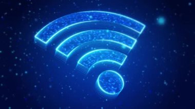 Kablosuz Ağ Dijital Teknoloji Sanal Ekran HUD Hologram Hi Tech Loop konsepti. Kablosuz teknoloji, iletişim geniş bant WiFi internet ağı kavramı