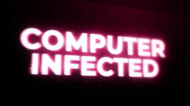Bilgisayar Enfekte Edilmiş Uyarı Hatası İletisi Ekranda yanıp sönüyor, Bilgisayar sistemi çöktü. Hacker virüsü saldırısı, fidye virüsü, hackleme, kötü niyetli yazılım, dolandırıcılık, casus yazılım, zararlı yazılım, virüs virüsü