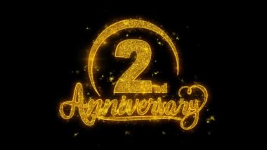 2. Mutlu Yıldönümleri tipografisi Altın Parıldayan Sihirli Parçacıklar Üzerine İnceleme metni. Tebrik kartı, kutlama, Dilekler, Olaylar, Mesaj, tatil, festival konsepti