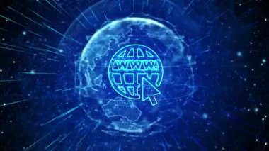 WWW Globe Dijital Küresel Teknoloji Dünya Ağı bağlantıları döngüsü arka planı. WWW Simgesi. World Wide Web, Internet Access WEB 3 Global Ağ Bağlantısı. Şirket içi iletişim.