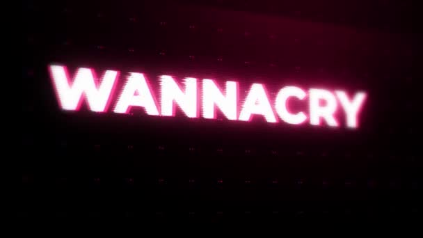 Wannacry Figyelmeztetés Hibaüzenet Villogó Képernyőn Számítógépes Rendszer Összeomlás Koncepciója Cyber — Stock videók