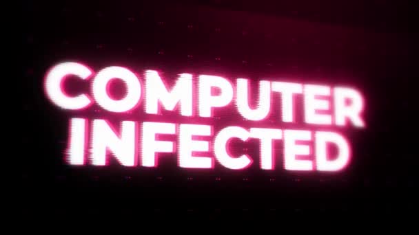 Computer Infected Warning Alert Felmeddelande Blinkar Skärmen Datorsystemkrasch Koncept För — Stockvideo