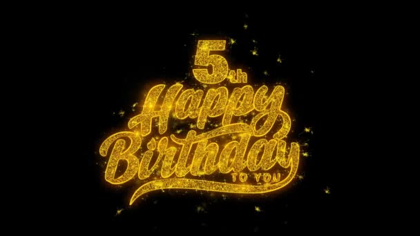 5Th Happy Birthday Typography Text Αποκάλυψη Από Golden Glitter Λαμπερά — Αρχείο Βίντεο