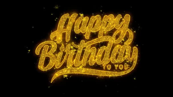 誕生日おめでとう2タイポグラフィのテキスト上の黄金から明らかに輝く魔法の粒子火花 グリーティングカード お祝い イベント メッセージ 祭りのコンセプトのために — ストック動画