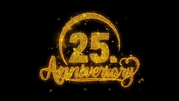 25Th Happy Anniversary Typografia Tekst Reveal Golden Blitter Shiny Magic — Wideo stockowe