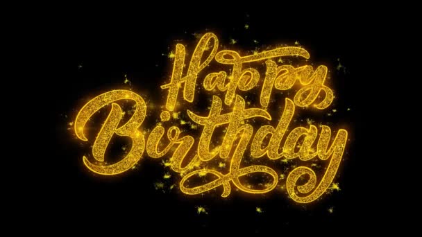 Happy Birthday Typography Text Αποκάλυψε Από Golden Glitter Shiny Magic — Αρχείο Βίντεο