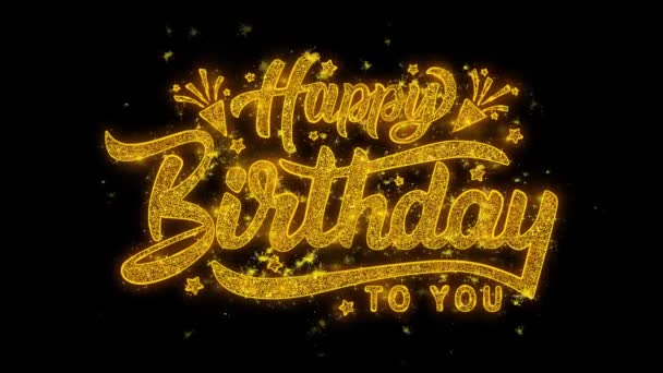 Happy Birthday Τυπογραφικό Κείμενο Reveal Golden Glitter Λαμπερά Μαγικά Σωματίδια — Αρχείο Βίντεο