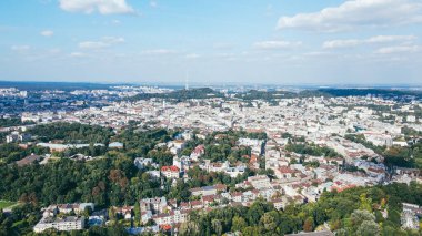 Eski Avrupa kenti Lviv, Ukrayna 'nın merkezi havadan görünüşü