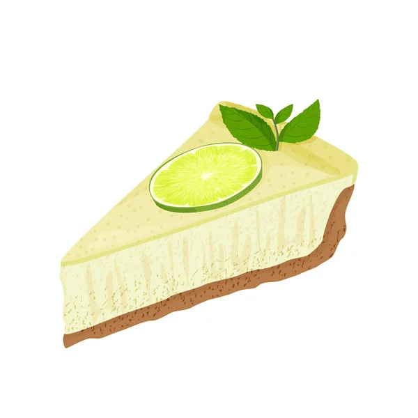 Čerstvý citrónový koláč s mátou. Realistický vektorový dezert ilustrace. — Stockový vektor