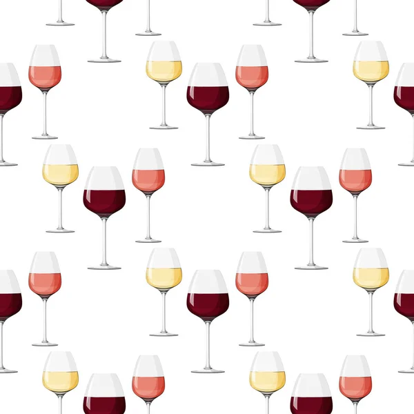 Patrón sin costuras con copas de vino simples. Bebidas alcohólicas antecedentes. — Vector de stock