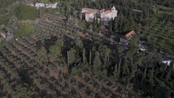Latrun klasztor w Izraelu widok z lotu ptaka — Wideo stockowe