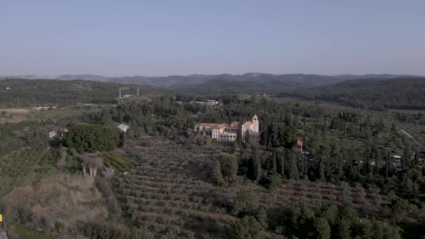 Latrun Monastery in Israel aerial view — стокове відео