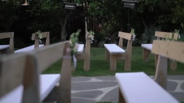 Wedding Benches Decorated Flowers High Quality Fullhd Footage — Stockvideo