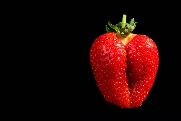 Close Funny Shaped Ripe Juicy Strawberry Fruit Looking Female Butt Stock Fotó